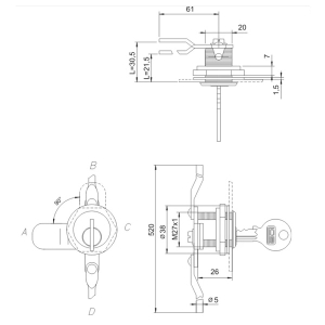 Zamek Lob 004 - ZKT31 - kasetowy niklowany